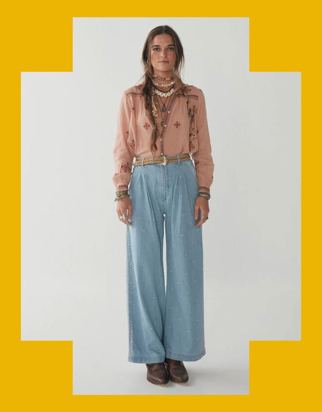 Maison Hotel Wide-Leg Trousers, Blue (PALE BLUE), large