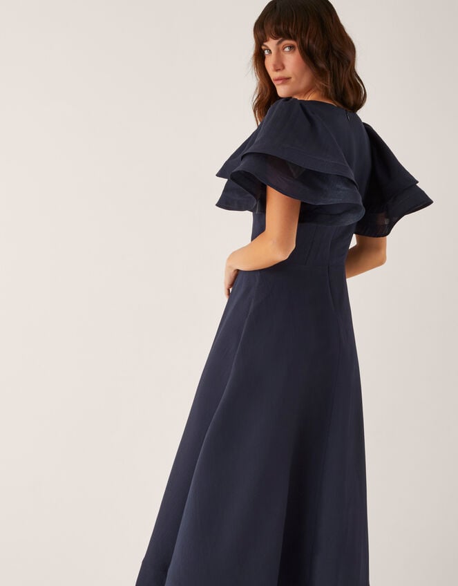 Patricia Ruffle Sleeve Midi Dress, Blue (NAVY), large