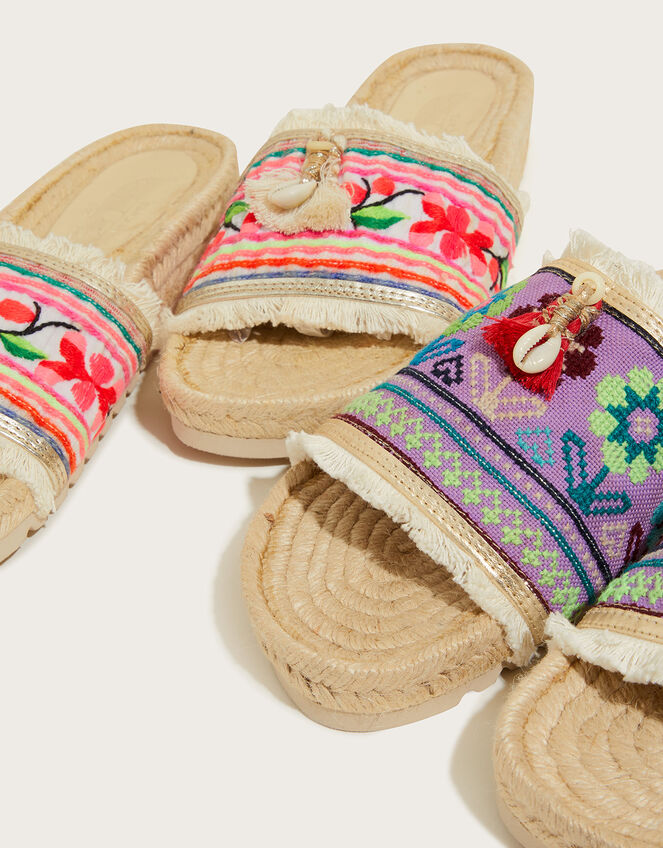 Emonk Ibiza Women's Boho Slides, Purple (PURPLE), large