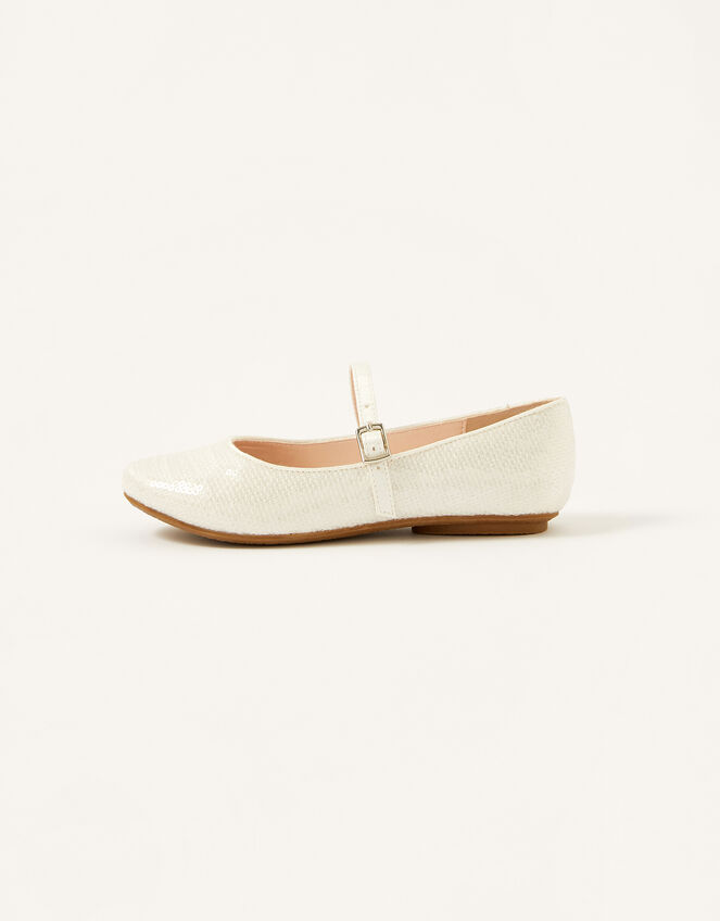 Sequin Ballerina Flats, Ivory (IVORY), large