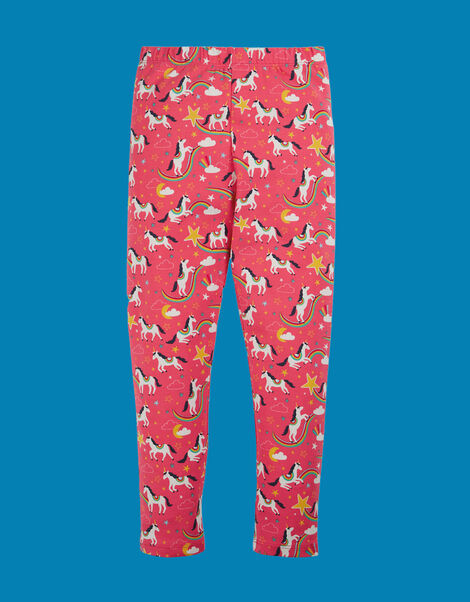 Frugi Libby Unicorn Print Leggings, Pink (PINK), large