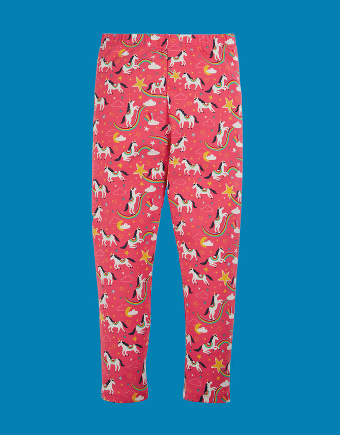 Frugi Libby Unicorn Print Leggings, Pink (PINK), large