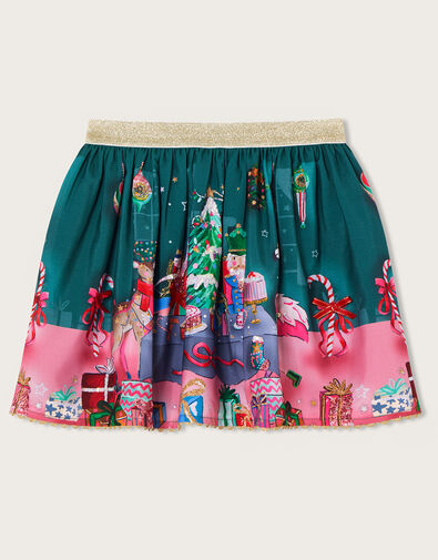 Christmas Scene Skirt with Recycled Polyester Teal, Teal (TEAL), large