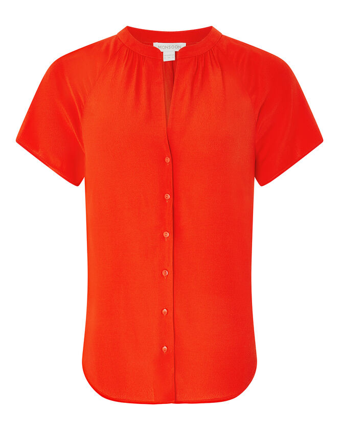 Zinnia Short Sleeve Blouse, Red (RED), large