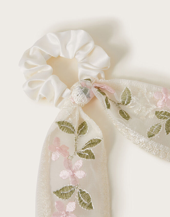 Embroidered Floral Tie Hairband, , large