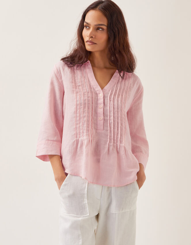 Elsie Linen Blouse, Pink (PALE PINK), large