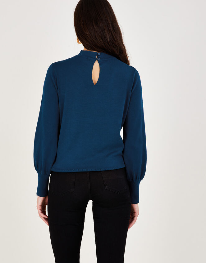 Twist Neck Jumper with LENZING™ ECOVERO™ , PEACOCK, large