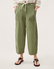 Megan Cropped Barrel Trousers, Green (KHAKI), large