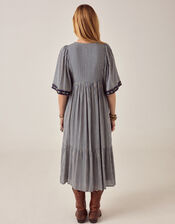 Maison Hotel Augusta Gingham Midi Dress, Blue (BLUE), large