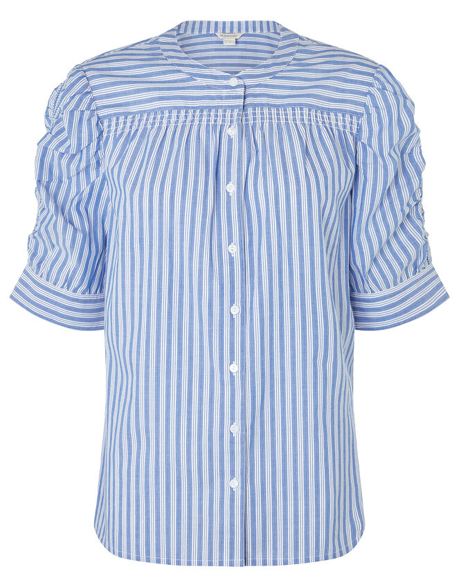 Tessa Striped Shirt in Pure Cotton, Blue (BLUE), large