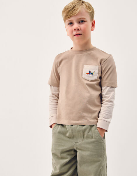 Explore Graphic Long Sleeve T-Shirt, Camel (BEIGE), large