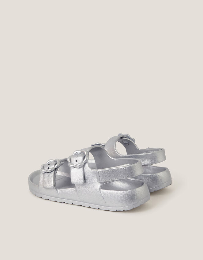 Metallic EVA Buckle Strap Sandals, Silver (SILVER), large