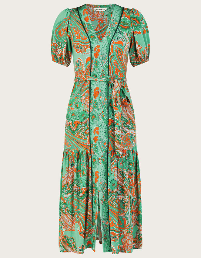 Skye Scarf Print Dress, Green (GREEN), large