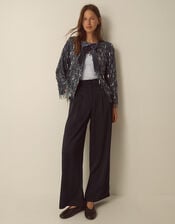 Sabia Velvet Bow Sequin Jacket, Dark Silver (GUNMETAL), large