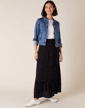 Foil Print Maxi Skirt in Sustainable Viscose, Black (BLACK), large