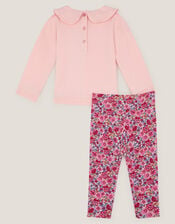 Baby Collar Top & Floral Leggings Set, Pink (PINK), large