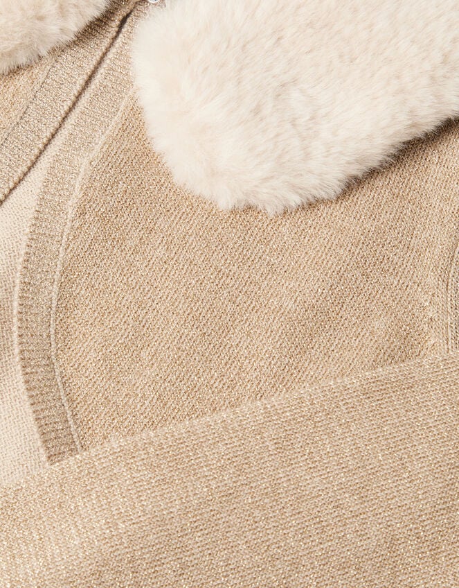Detachable Collar Fuzzy Cardigan, Gold (GOLD), large