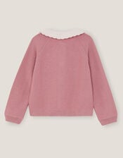 Baby Eve Embroidered Collar Cardigan, Pink (PINK), large
