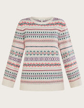 Fair Isle Sweater, Ivory (IVORY), large