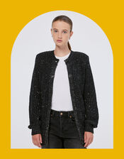 Scotch and Soda Metallic Mid-Length Cardigan, Black (BLACK), large