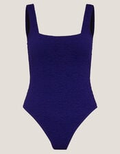 Kylee Textured Square Neck Swimsuit, Blue (NAVY), large