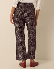 Jodi High Waisted Jacquard Straight Leg Trousers, Black (BLACK), large