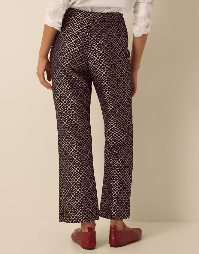 Jodi High Waisted Jacquard Straight Leg Trousers, Black (BLACK), large