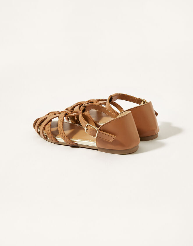 Plaited Cage Sandals, Tan (TAN), large