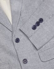 Pinstripe Cotton Blazer, Blue (BLUE), large