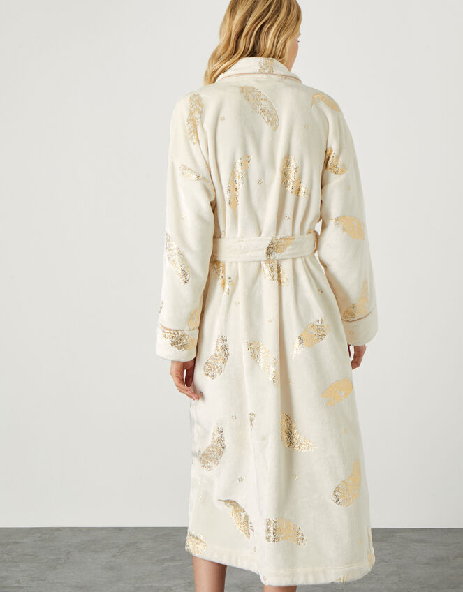 Feather Foil Fluffy Dressing Gown, Cream (CREAM), large