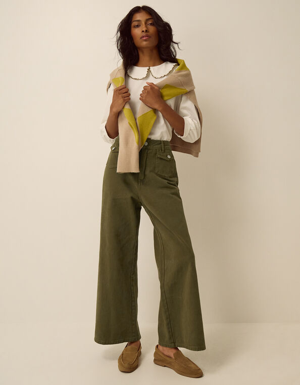 Gina Wide Leg Jeans, Green (OLIVE), large