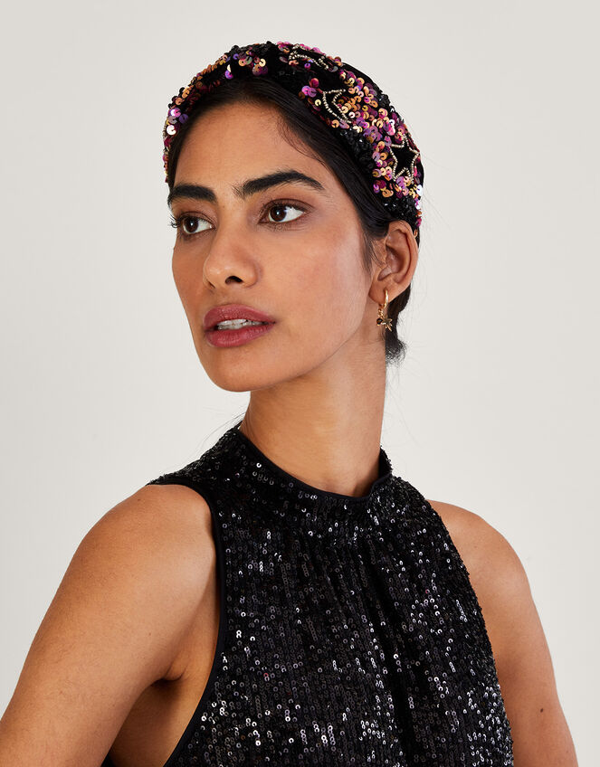 Embellished Star Knot Headband, , large