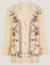 Elodie Floral Embroidered Shirt, Ivory (IVORY), large