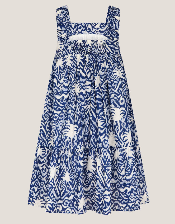 Palm Print Ikat Sundress, Blue (BLUE), large