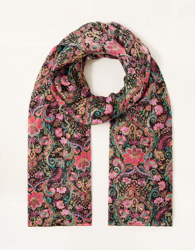 Printed Silk Scarf, , large
