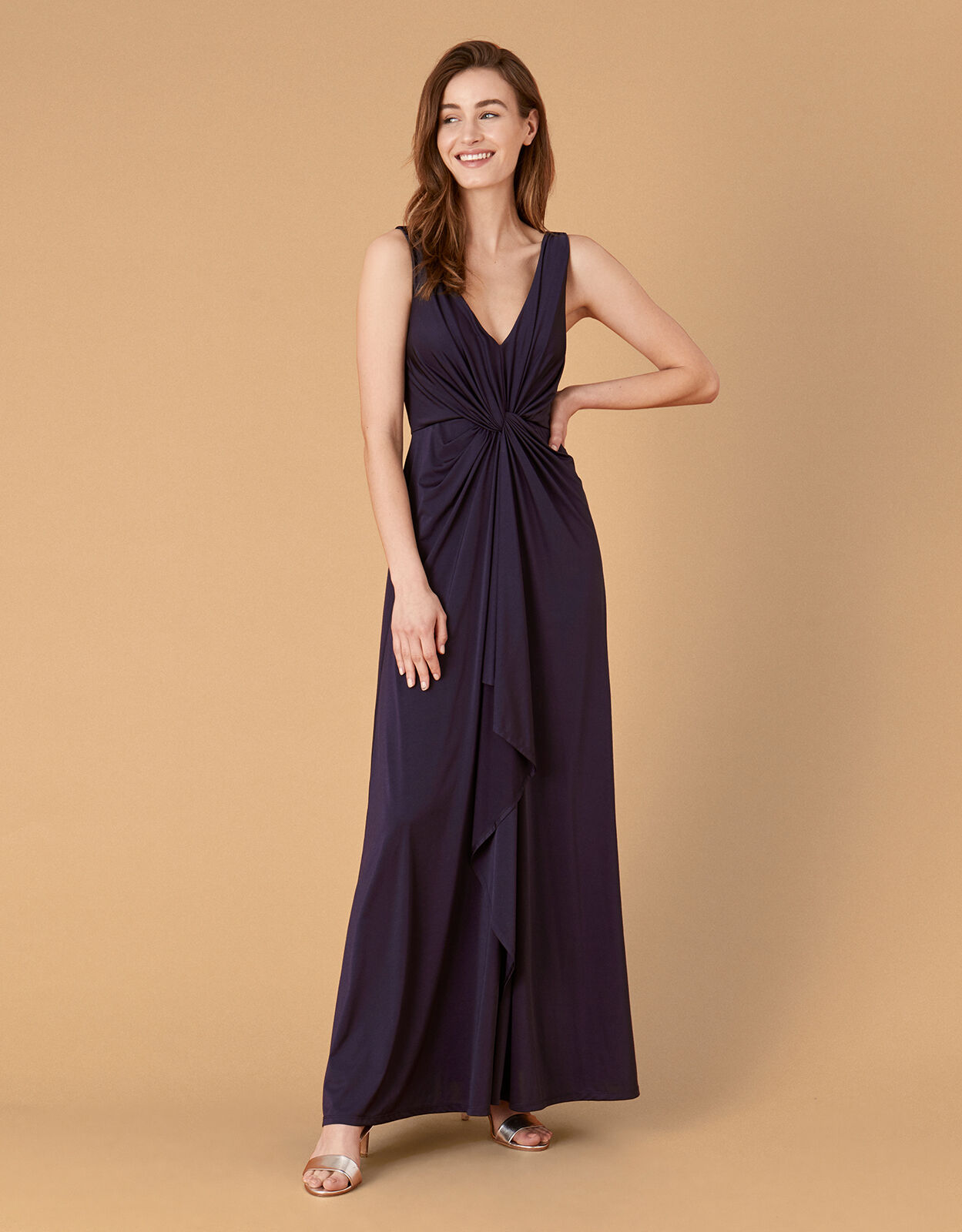 blue v neck maxi dress uk