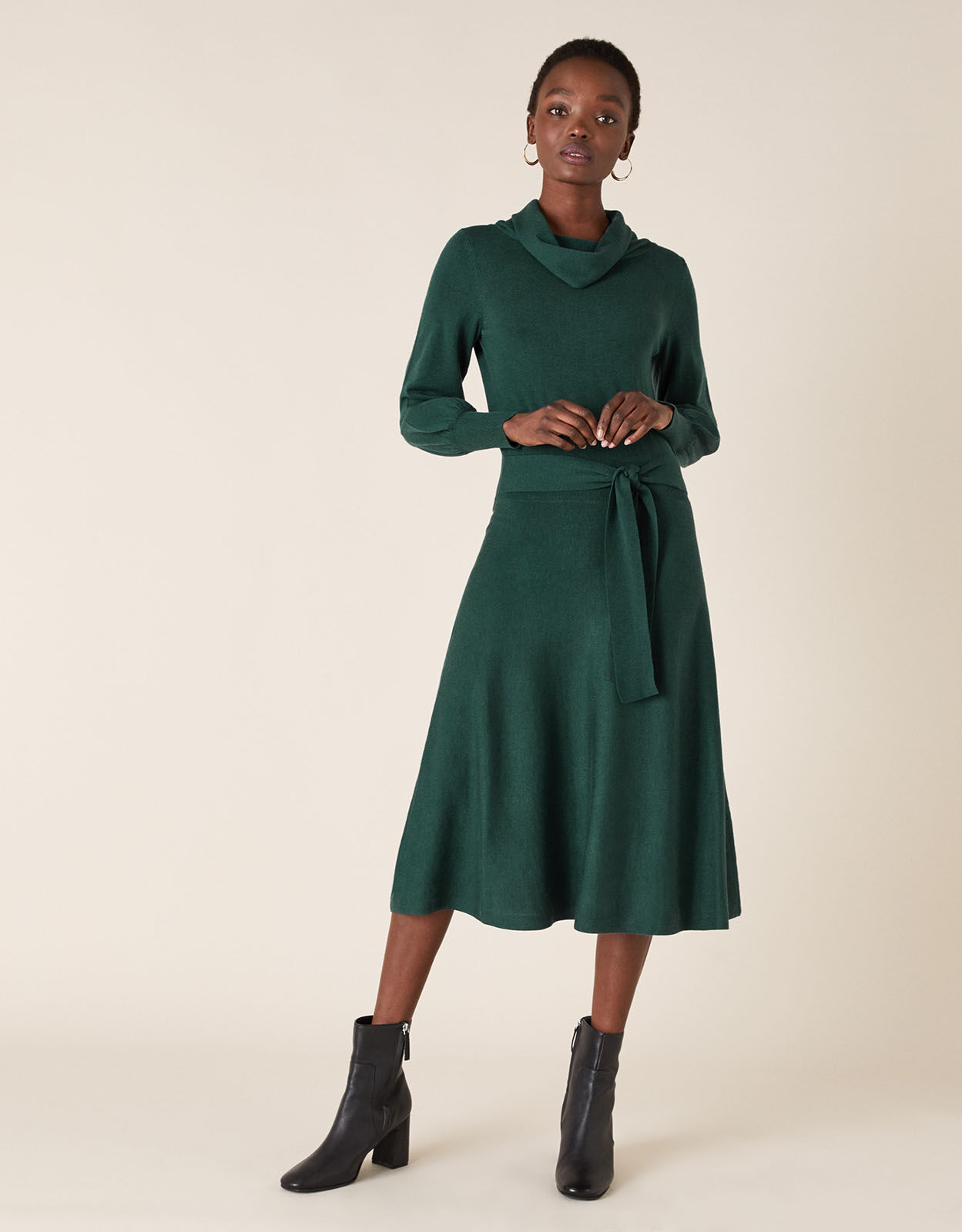 Belted knit dress outlet