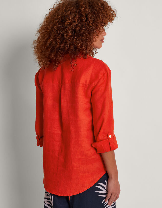 Layla Pocket Linen Top, Orange (ORANGE), large