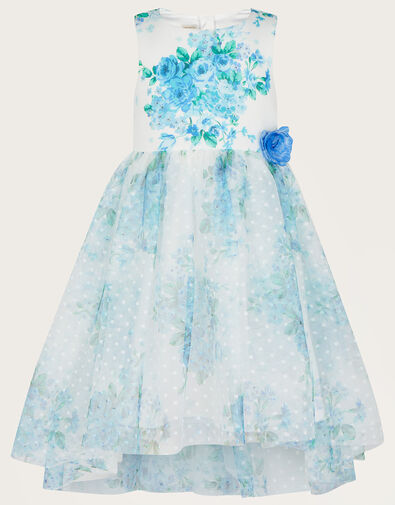 Heidi Scuba Tulle Print Dress Blue, Blue (BLUE), large