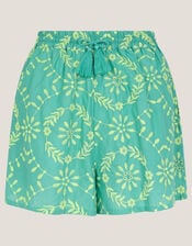 Lyla Floral Embroidered Shorts, Blue (BLUE), large