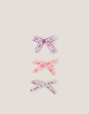 3-Pack Floral Bow Hair Clips, , large