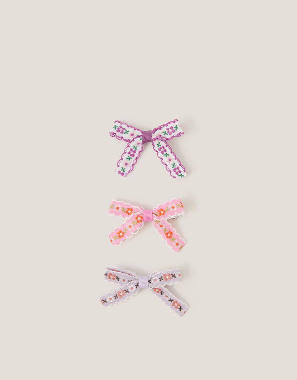 3-Pack Floral Bow Hair Clips, , large
