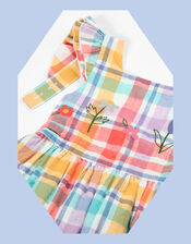 Frugi Hyacinth Check Print Dress, Multi (MULTI), large