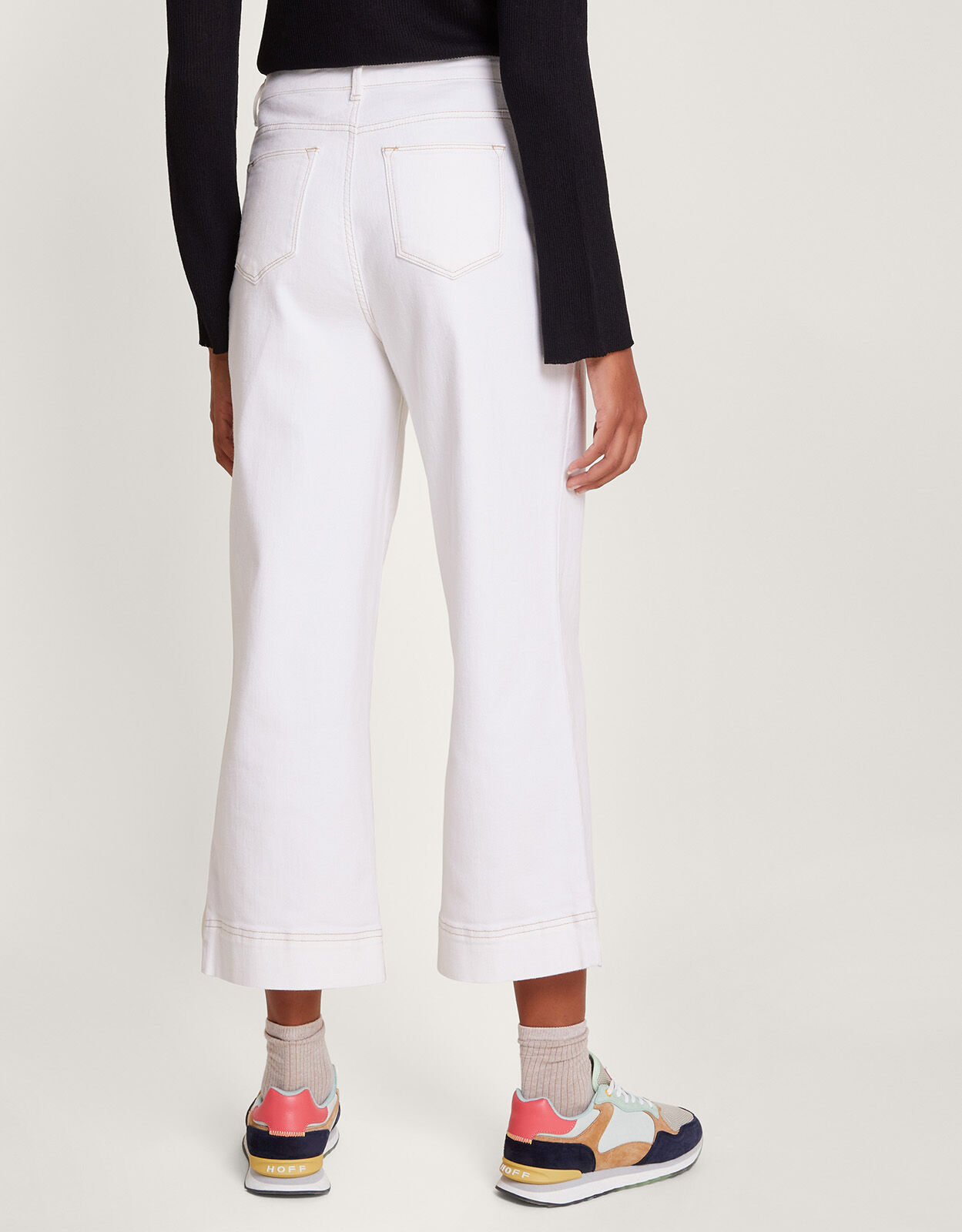 Wide Leg Cropped Jeans Natural