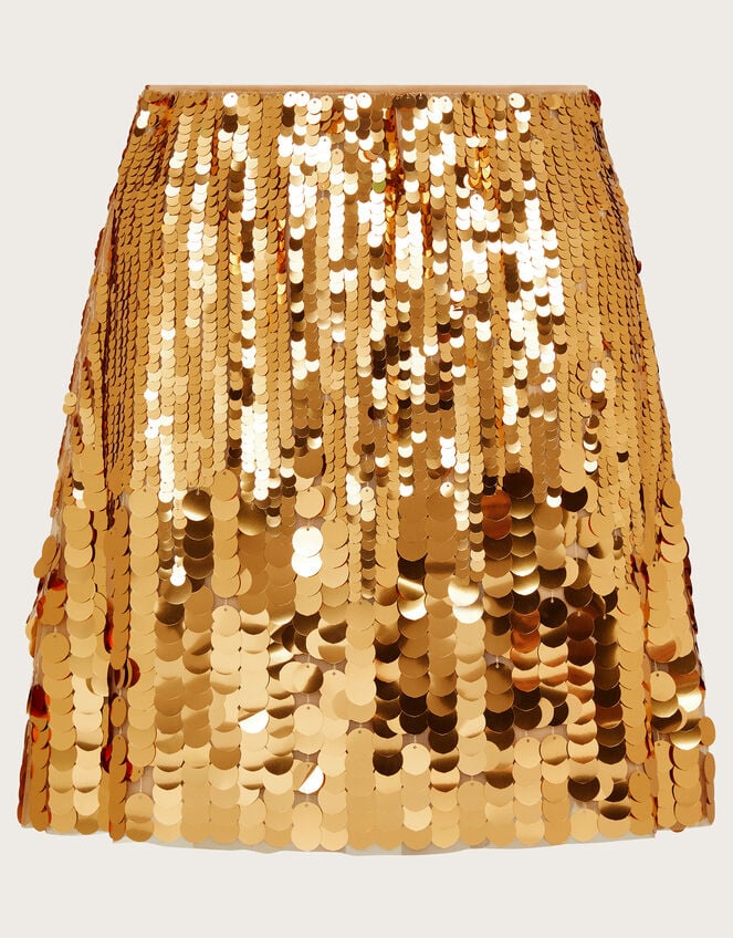 Shonda Sequin Mini Skirt, Gold (GOLD), large
