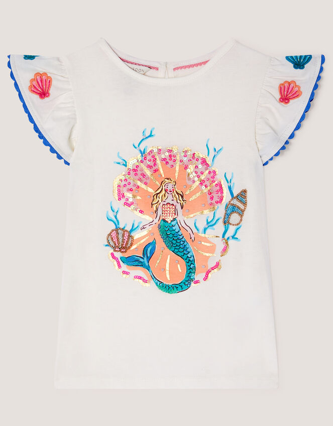 Mermaid Beaded T-Shirt, Ivory (IVORY), large