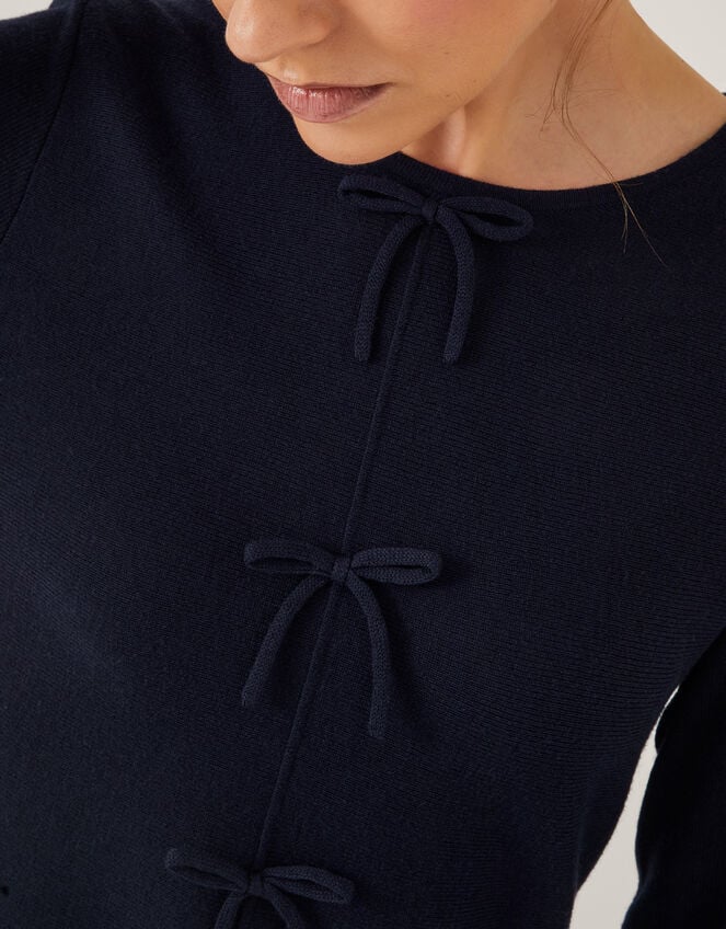 Paula Peplum Bow Sweater, Blue (NAVY), large