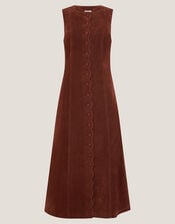 Rubi Sleeveless Scallop Midi Dress, Red (BURGUNDY), large