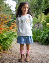 Frugi Charley Embroidered Denim Skirt , Blue (BLUE), large