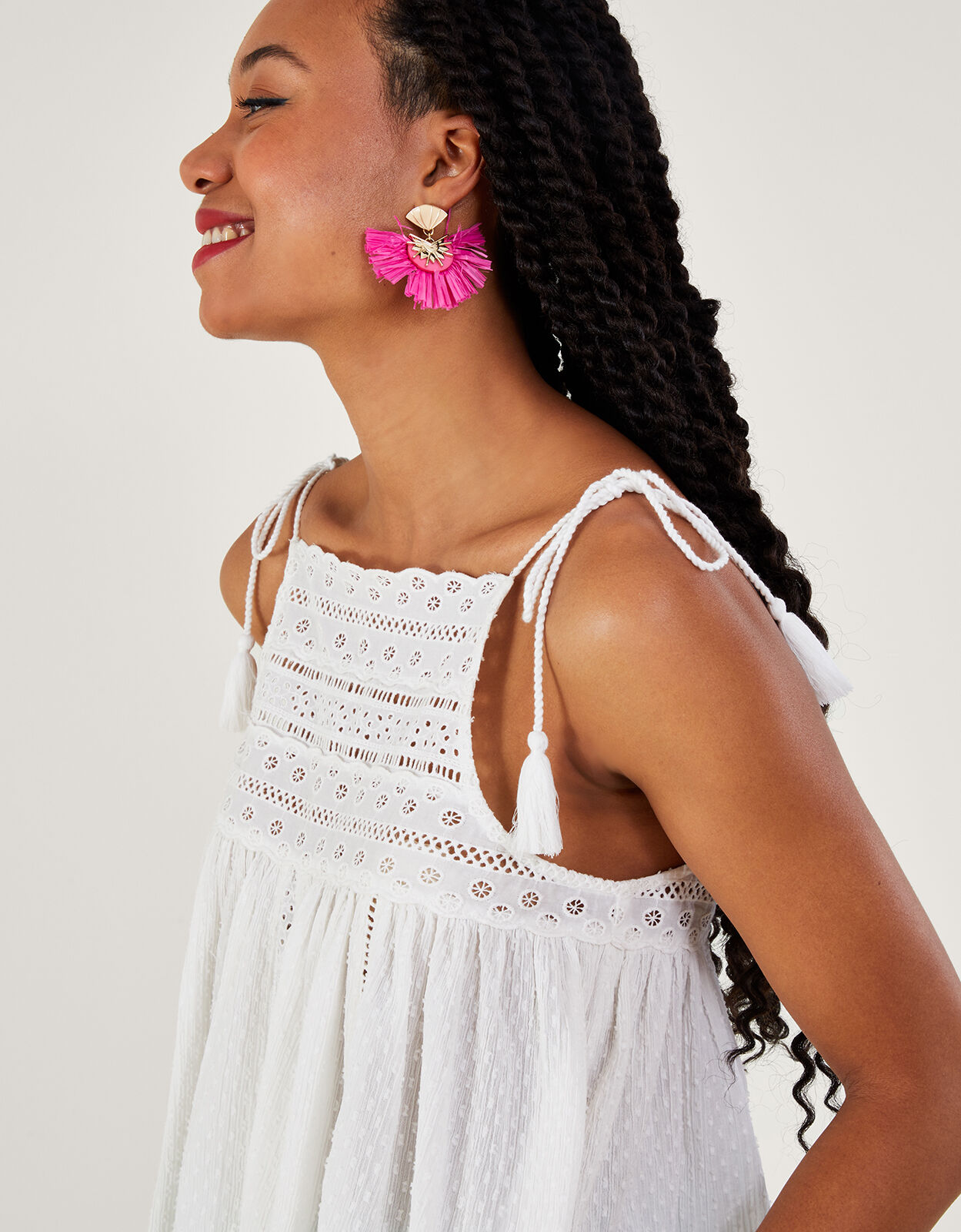 Halter High Neck Detail Cami White Vests Camisoles And